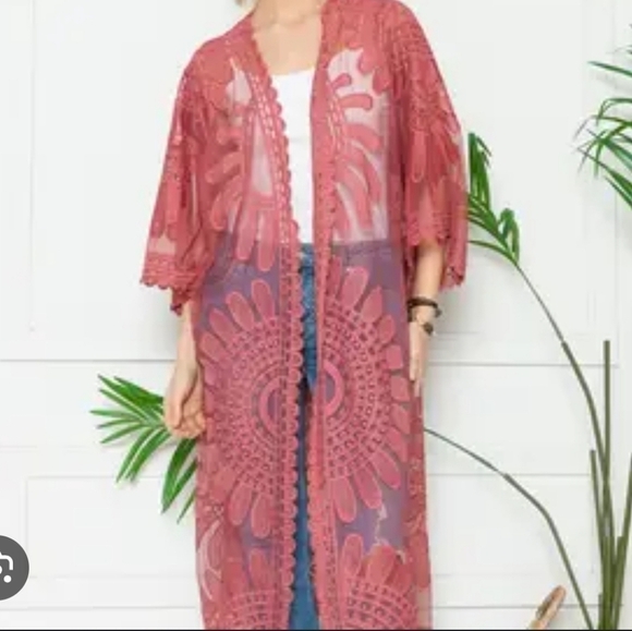 artesia Other - Artesia Lace Duster Cover-up Kimono M blush pink